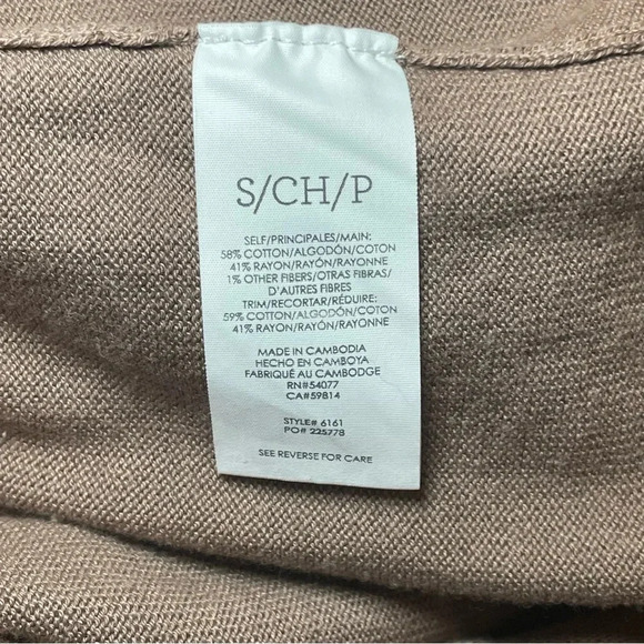 Cabi Genteel Button Front Long Cardigan Beige Ivory Trim Belt Small Neutral Read - Picture 8 of 15